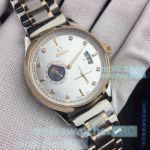 Newest Copy Omega Moonphase Watch Two Tone Rose Rose Gold Silver Dial